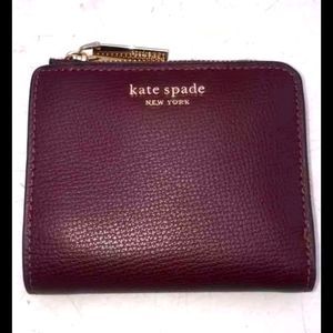 Kate Spade New York Womens Burgundy Leather Inner Pockets Zip Around Wallet
